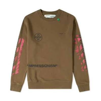 Off-White Impressionism' Diag Stencil Sweatshirt Army Green/Pink/Black