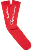 Off-White Impressionism' Logo Intarsia Stretch Socks (SS19) Red/White Off-White Impressionism' Logo Intarsia Stretch Socks (SS19) Red/White