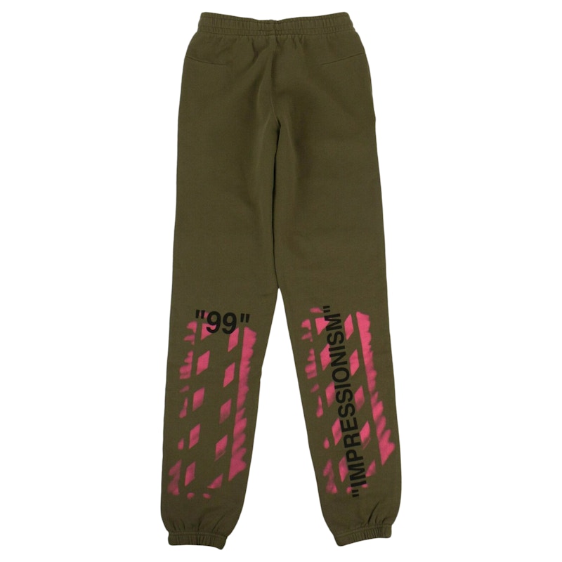 Order Off-White 印象主义后印长裤 橄榄绿