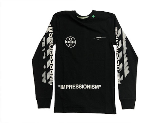 Off-White 印象主义对角线喷绘长袖T恤 黑/白 Buy Off-White 印象主义对角线喷绘长袖T恤 黑/白