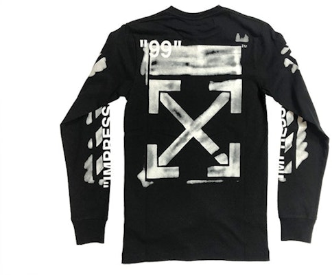 Off-White 印象主义对角线喷绘长袖T恤 黑/白 Order Off-White 印象主义对角线喷绘长袖T恤 黑/白