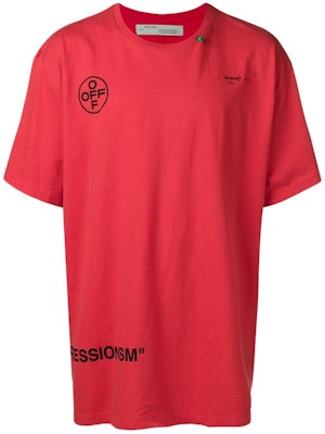 Off-White Impressionism Diagonal Stencil Tee Red Lookbook Off-White Impressionism Diagonal Stencil Tee Red