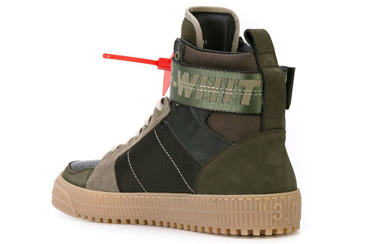 Shop Off-White Industriële Panelen Leren Suède Hoge Sneakers Legergroen. OMIA102R198000014343