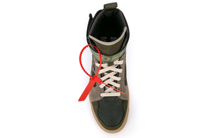 Purchase Off-White Industriële Panelen Leren Suède Hoge Sneakers Legergroen. OMIA102R198000014343