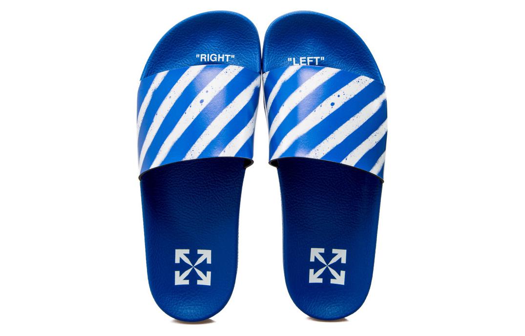 Shop Off-White Industrial Sliders ''Diagonal Stripe - Blauw'' OMIC001S21MAT002 4501