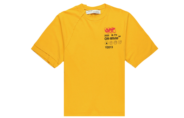 OFF-WHITE Industrial Y013 Recon Yellow Raglan Logo T-shirt Men OMAA078F191850166010