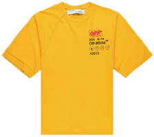 OFF-WHITE Industrial Y013 Recon Yellow Raglan Logo T-shirt Men OMAA078F191850166010 OFF-WHITE Industrial Y013 Recon Yellow Raglan Logo T-shirt Men OMAA078F191850166010