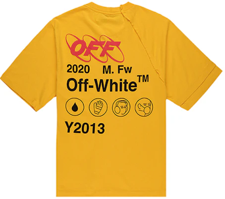 오프-화이트 인더스트리얼 Y013 리콘 옐로우 로고 래글런 티셔츠 남성용 OMAA078F191850166010 Lookbook 오프-화이트 인더스트리얼 Y013 리콘 옐로우 로고 래글런 티셔츠 남성용 OMAA078F191850166010