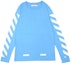 Buy OFF-WHITE 初宗13字母条纹长袖T恤蓝色男女同款 AU2001-03-03