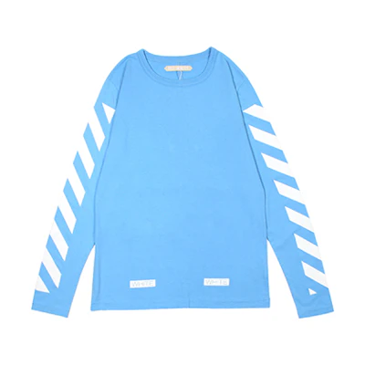 OFF-WHITE Initial Religion 13-Letter Striped Long Sleeve Tee Blue Unisex AU2001-03-03