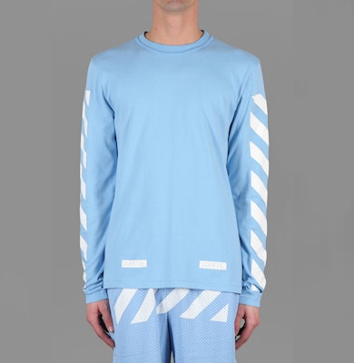 OFF-WHITE 初宗13字母条纹长袖T恤蓝色男女同款 AU2001-03-03 Shop OFF-WHITE 初宗13字母条纹长袖T恤蓝色男女同款 AU2001-03-03