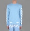 Shop OFF-WHITE 初宗13字母条纹长袖T恤蓝色男女同款 AU2001-03-03