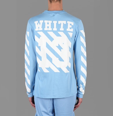 OFF-WHITE 初宗13字母条纹长袖T恤蓝色男女同款 AU2001-03-03 Purchase OFF-WHITE 初宗13字母条纹长袖T恤蓝色男女同款 AU2001-03-03