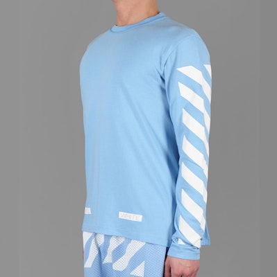 OFF-WHITE 初宗13字母条纹长袖T恤蓝色男女同款 AU2001-03-03 Details for OFF-WHITE 初宗13字母条纹长袖T恤蓝色男女同款 AU2001-03-03