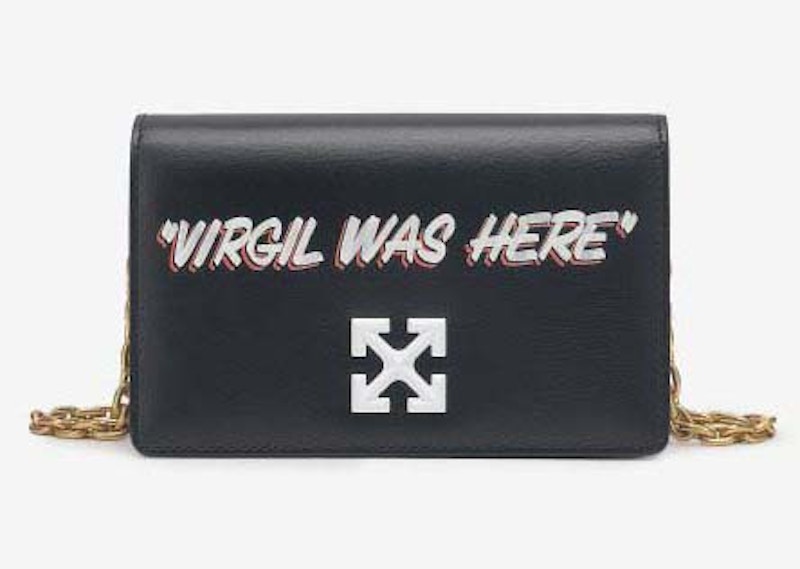 OFF-WHITE Jitney 0.5 Quart Motif "VIRGIL WAS HERE" Shoulder Bag Black