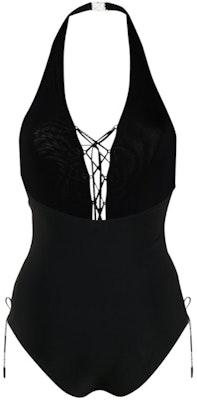 Off-White Lace-Up One Piece Swimsuit Black/White Order Off-White Lace-Up One Piece Swimsuit Black/White