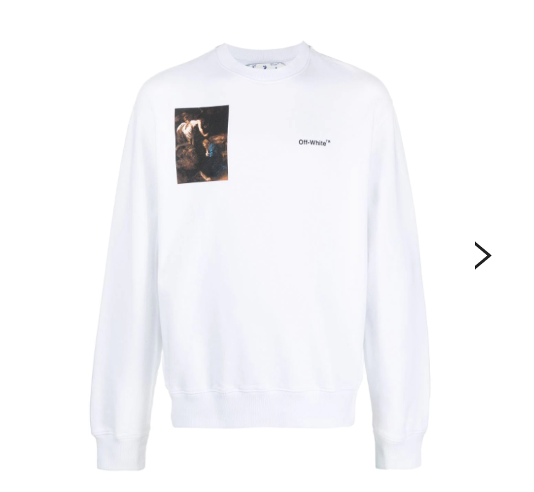 Lookbook OFF-WHITE Large Graphic Print Crewneck Sweatshirt White  Loose Fit OMBA057C99FLE0110110