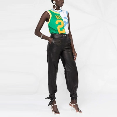 Off-White Leather Balloon Leg Pants 'Black' Lookbook Off-White Leather Balloon Leg Pants 'Black'