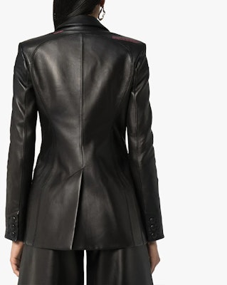 Off-White Leather Fitted Blazer Jacket Black Shop Off-White Leather Fitted Blazer Jacket Black