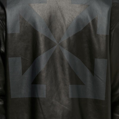 Off-White Leather Hooded Bomber Jacket Black Lookbook Off-White Leather Hooded Bomber Jacket Black