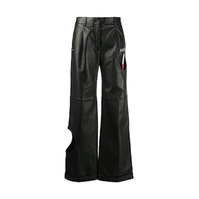 Off-White Leather Meteor Holes Formal Pants Black