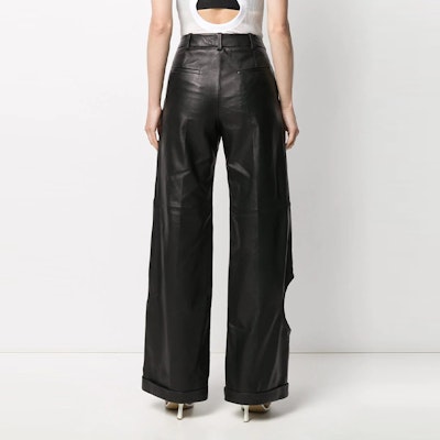 Off-White Leather Meteor Holes Formal Pants Black Lookbook Off-White Leather Meteor Holes Formal Pants Black