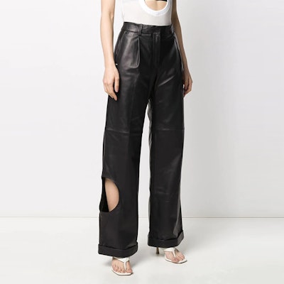 Off-White Leather Meteor Holes Formal Pants Black Shop Off-White Leather Meteor Holes Formal Pants Black
