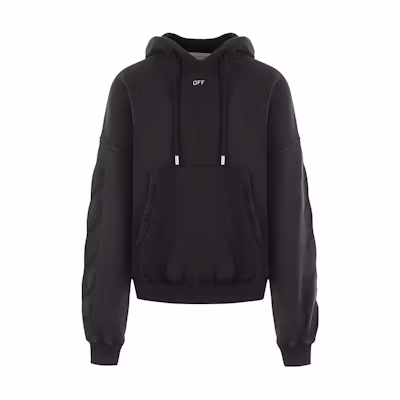 OFF-WHITE Letter Graphic Print Hoodie Black Regular Fit Pullover. OMBB118F23FLE0091077