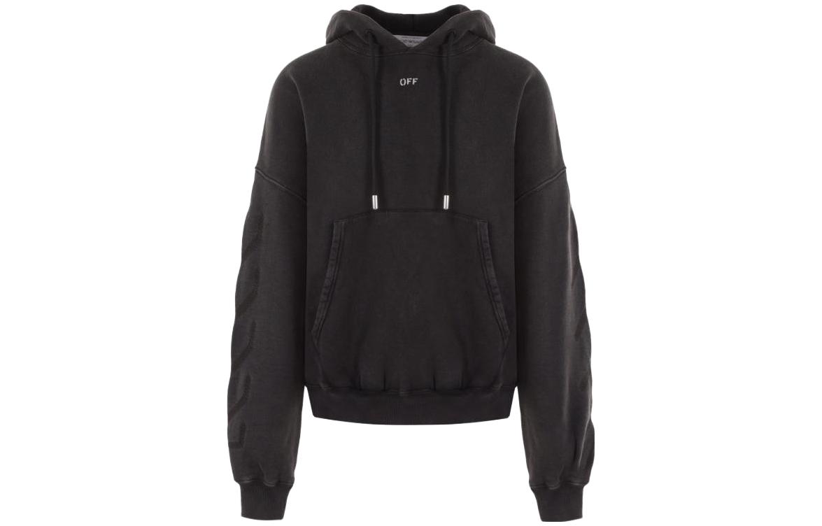 OFF-WHITE Letter Graphic Print Hoodie Black  Regular Fit Pullover. OMBB118F23FLE0091077 圖 2
