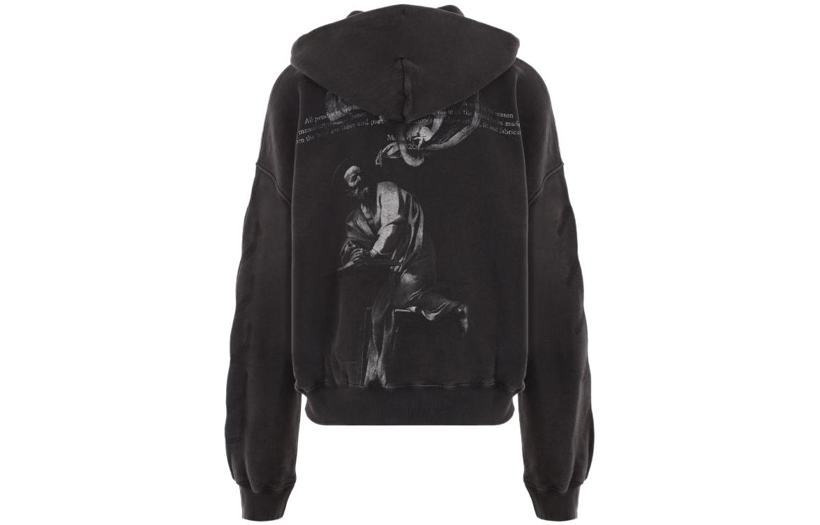 OFF-WHITE Letter Graphic Print Hoodie Black  Regular Fit Pullover. OMBB118F23FLE0091077 圖 3