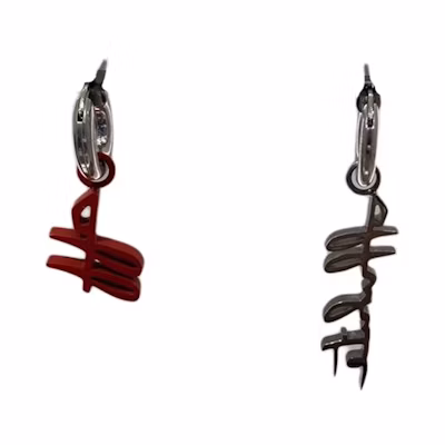 OFF-WHITE Letter Pattern Earrings Unisex Couple Design Silver OWOD069F21MET001 7225