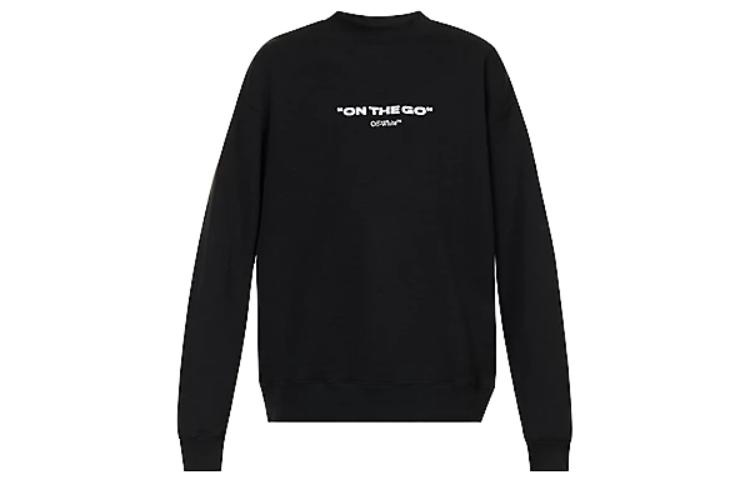 Off-White Letter Print Crewneck Long Sleeve Knit Sweater Black OMBA054F23FLE0031001S