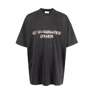 OFF-WHITE Letter Print Crewneck Loose Fit T-Shirt Dark Grey Tee OMAA161F23JER0121084