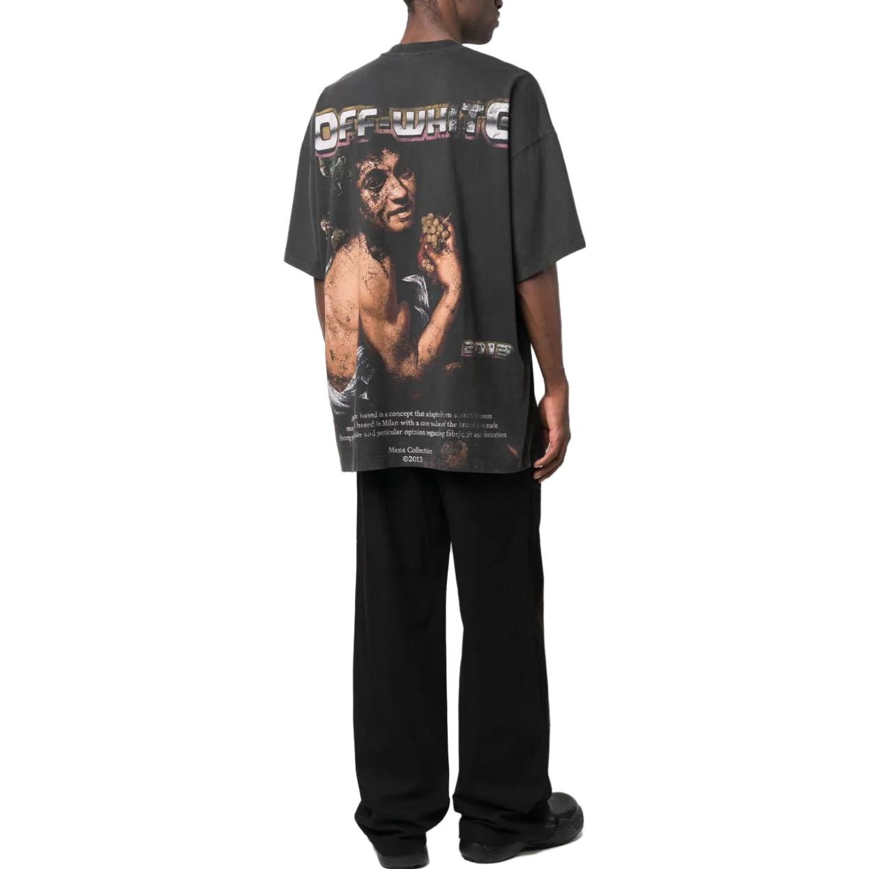 Lookbook OFF-WHITE Letter Print Crewneck Loose Fit T-Shirt Dark Grey  Tee OMAA161F23JER0121084