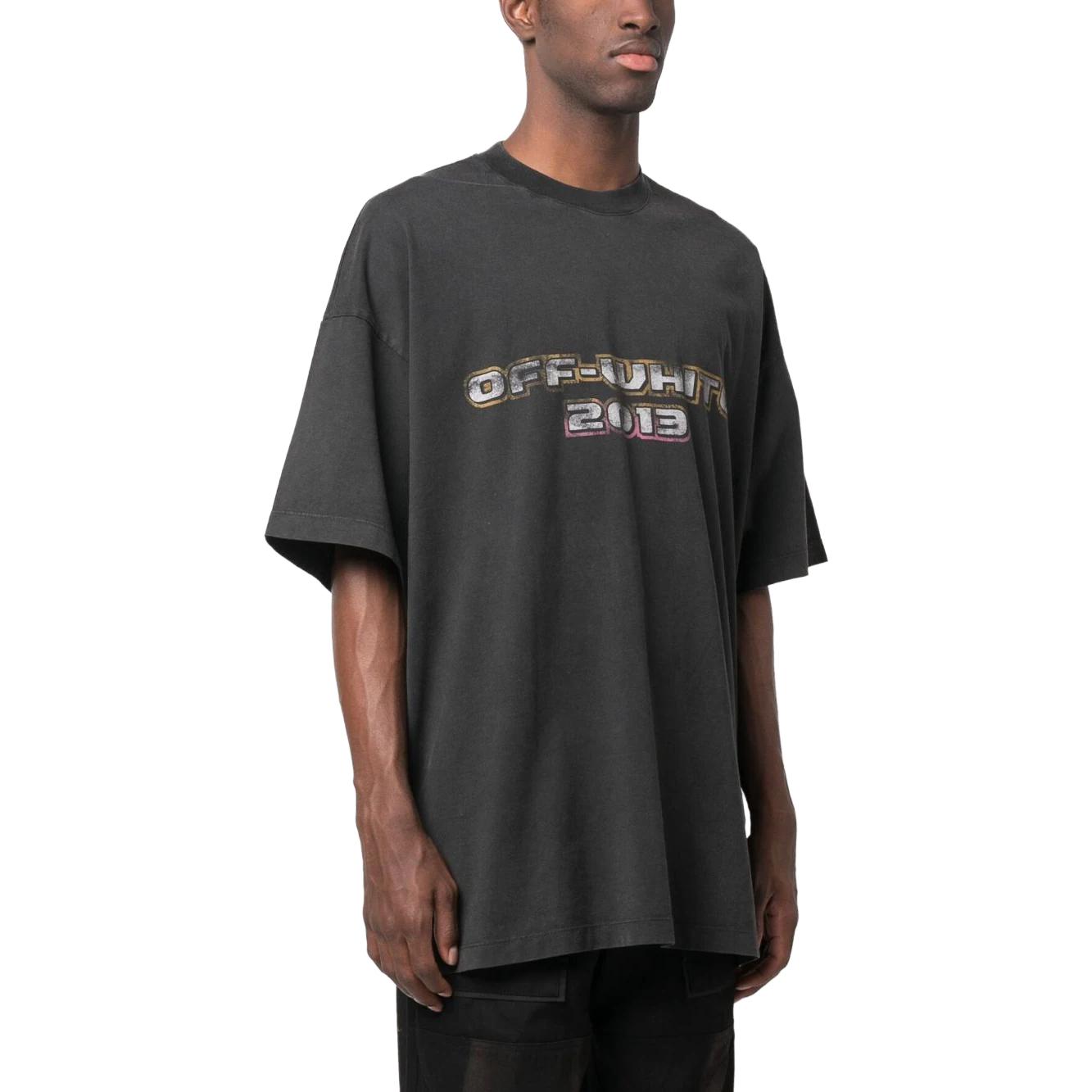 Purchase OFF-WHITE Letter Print Crewneck Loose Fit T-Shirt Dark Grey  Tee OMAA161F23JER0121084