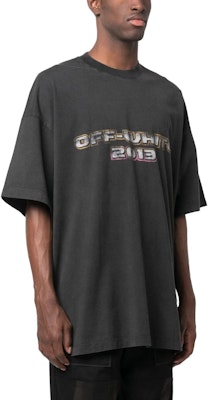 OFF-WHITE Letter Print Crewneck Loose Fit T-Shirt Dark Grey Tee OMAA161F23JER0121084 Purchase OFF-WHITE Letter Print Crewneck Loose Fit T-Shirt Dark Grey Tee OMAA161F23JER0121084