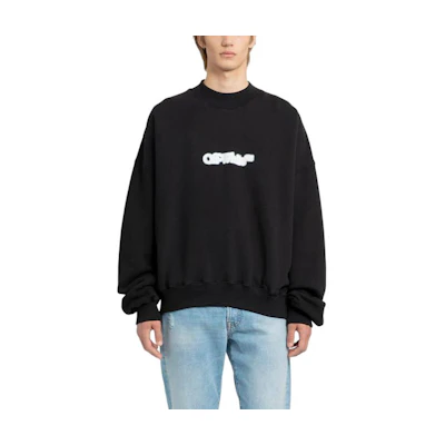 OFF-WHITE Letter Print Crewneck Pullover Sweater Regular Fit Black OMBA070F23FLE0021001