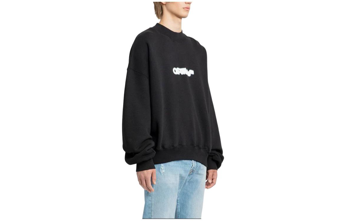 OFF-WHITE Letter Print Crewneck Pullover Sweater  Regular Fit Black OMBA070F23FLE0021001 圖 4