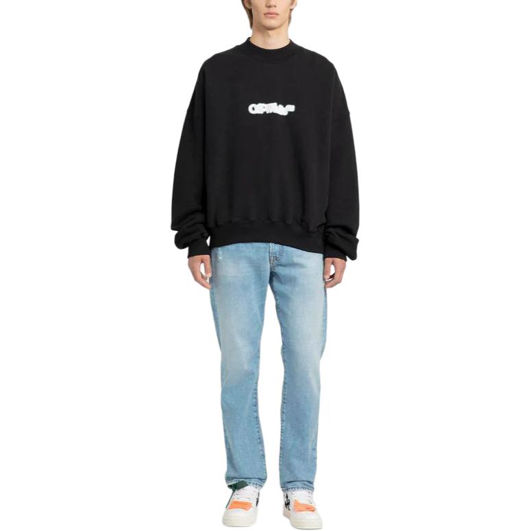 OFF-WHITE Letter Print Crewneck Pullover Sweater  Regular Fit Black OMBA070F23FLE0021001 圖 5