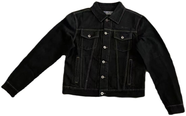 オフホワイト レタープリント デニムジャケット レギュラーフィット メンズ ブラック OMYE079C99DEN0044001PD Buy オフホワイト レタープリント デニムジャケット レギュラーフィット メンズ ブラック OMYE079C99DEN0044001PD