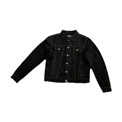 OFF-WHITE Letter Print Denim Jacket Regular Fit Men’s Black OMYE079C99DEN0044001PD