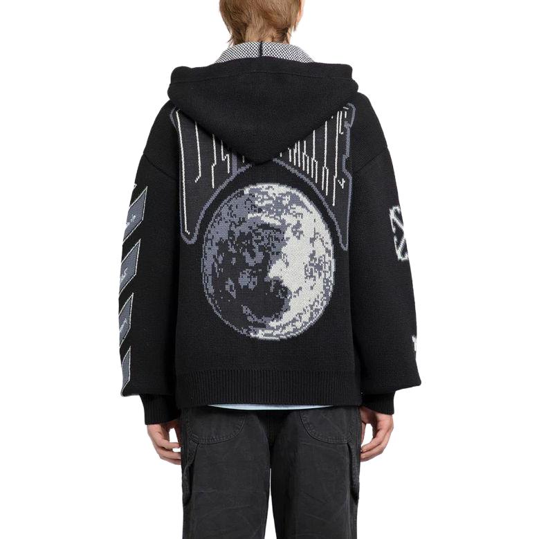 OFF-WHITE Letter Print Hooded Jacket Black  Loose Fit Outerwear OMHU013F23KNI0021010 圖 3