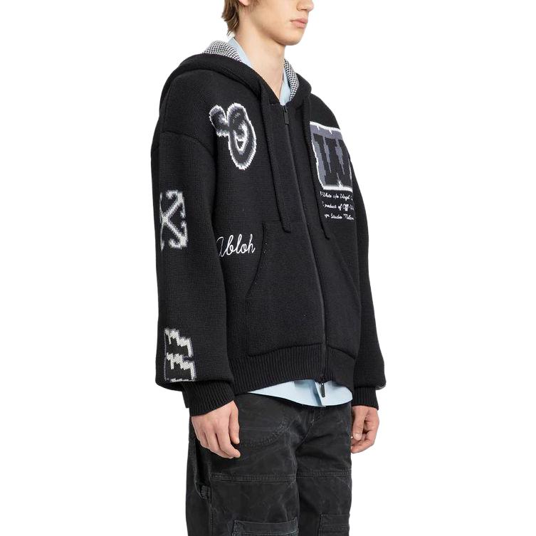 OFF-WHITE Letter Print Hooded Jacket Black  Loose Fit Outerwear OMHU013F23KNI0021010 圖 4
