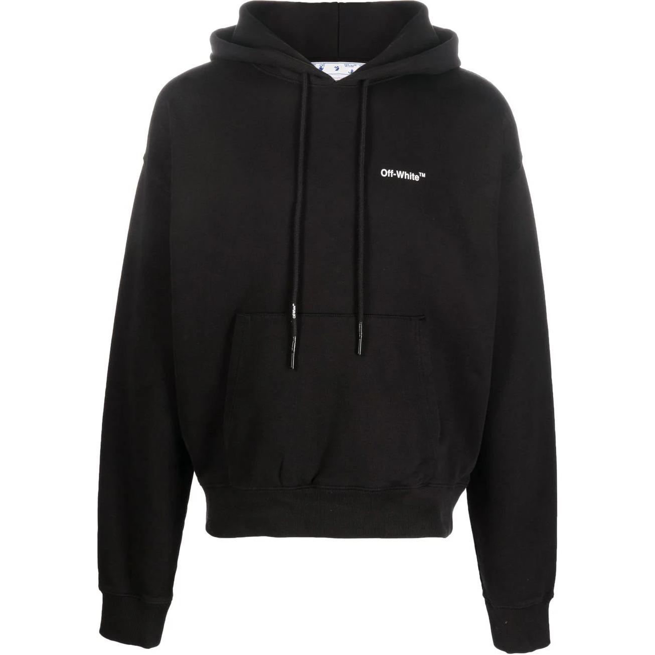 OFF-WHITE Letter Print Hoodie Black  Regular Fit Long Sleeve OMBB037C99FLE0101001