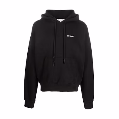 OFF-WHITE Letter Print Hoodie Black Regular Fit Long Sleeve OMBB037C99FLE0101001