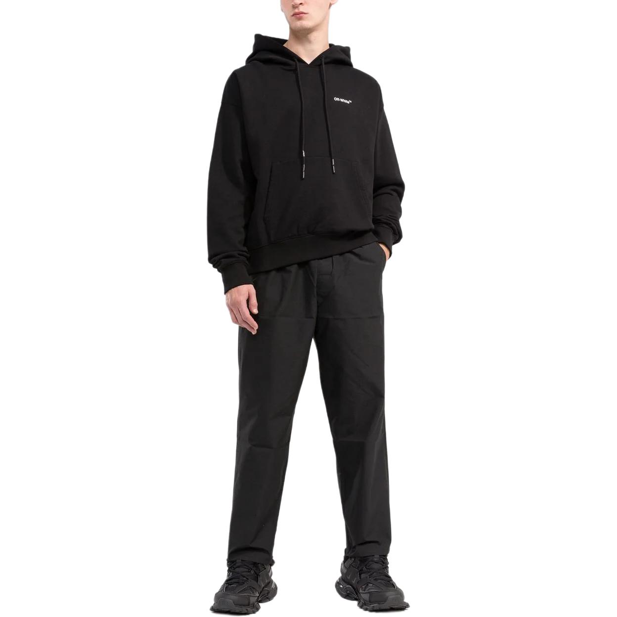 Lookbook OFF-WHITE 字母印花連帽上衣 黑色 常規版型 長袖 OMBB037C99FLE0101001