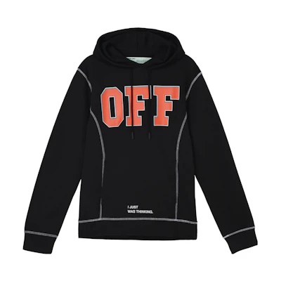 Off-White Letter Print Pullover Hoodie Unisex Black OMBB021F172460441019