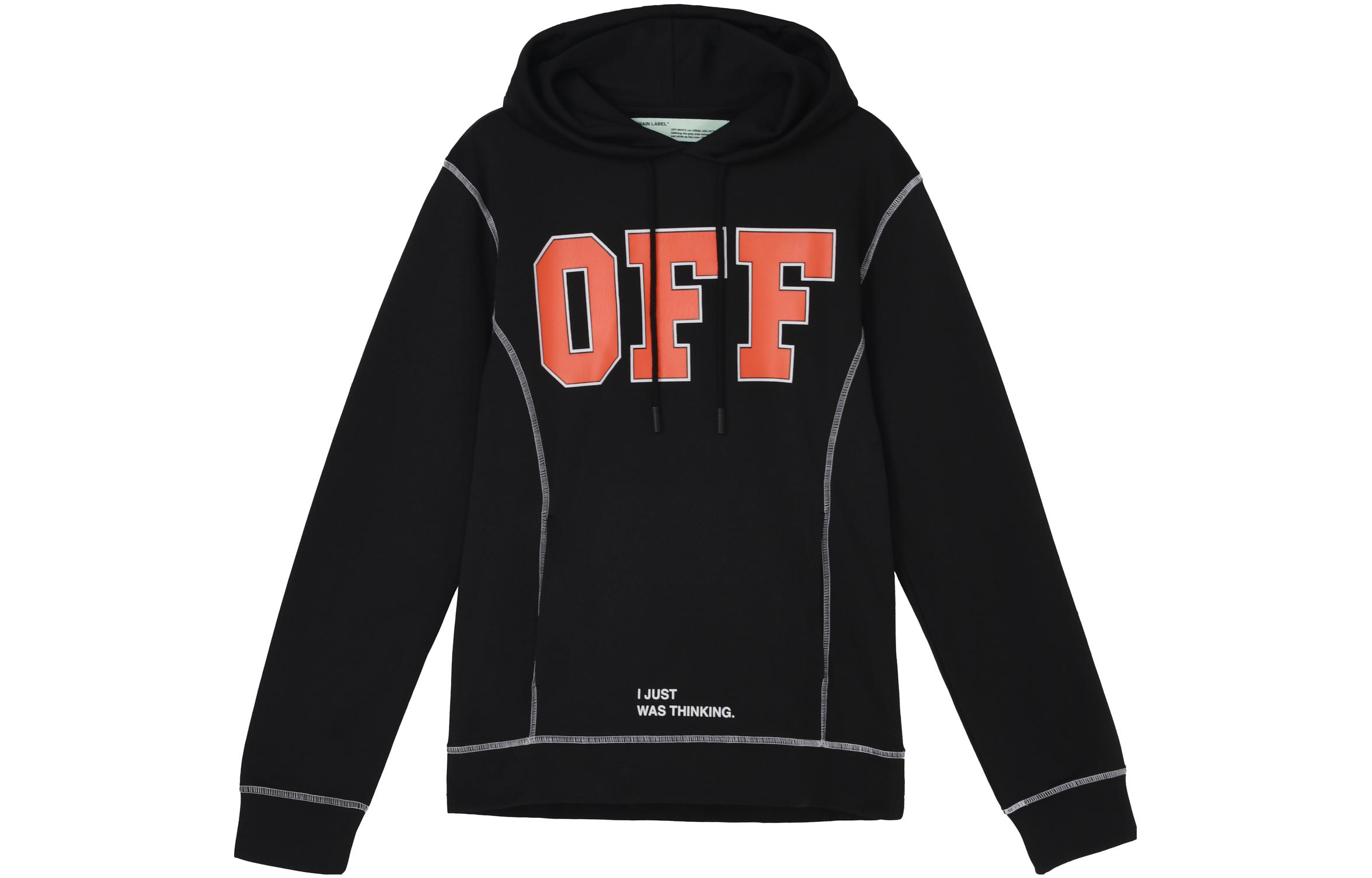 Order Off-White Letter Print Pullover Hoodie Unisex Black OMBB021F172460441019