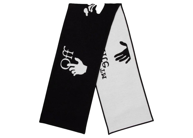 OFF-WHITE Logo-Print Knitted Wool Blend Scarf Black/White