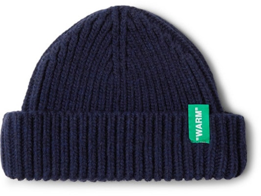 Off-White Logo Appliqued Ribbed Beanie Navy Order Off-White Logo Appliqued Ribbed Beanie Navy